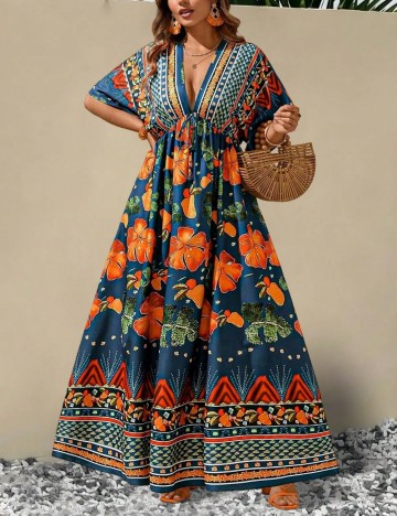 Rochie maxi Shein Curve+, mix culori
