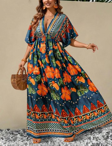 Rochie maxi Shein Curve+, mix culori