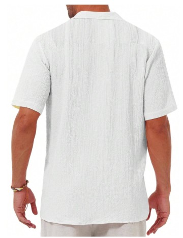 Cămașă cu m&acirc;necă scurtă Shein, alb