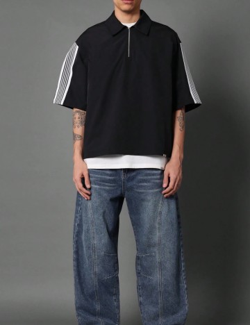 Cămașă cu m&acirc;necă scurtă Shein, negru