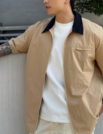 Cămașă cu m&acirc;necă scurtă Shein, bej