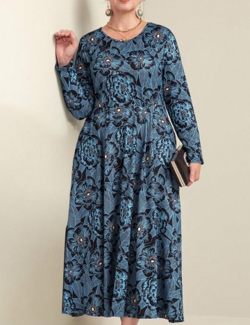 Rochie midi Shein Curve+, albastru