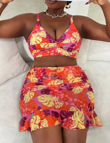 Set costum de baie și fustă Shein Curve+, mix culori