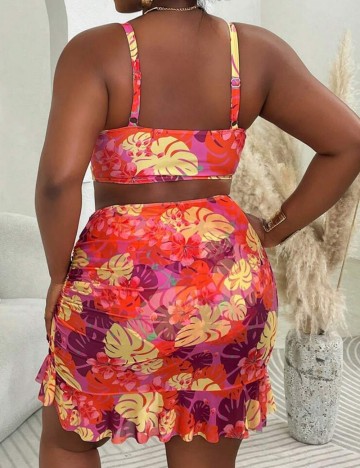 Set costum de baie și fustă Shein Curve+, mix culori