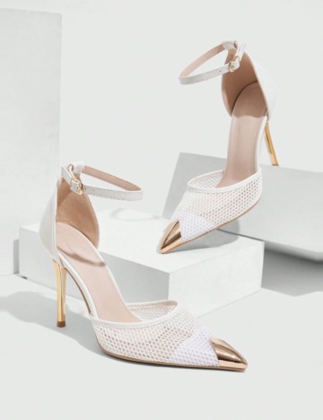 Pantofi cu toc CUCCOO by SHEIN, alb