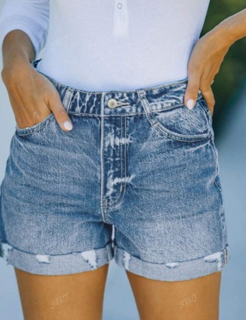 Pantaloni scurți de blugi Shein, albastru