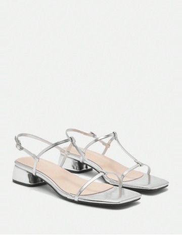 Sandale Cu Toc CUCCOO by SHEIN, argintiu