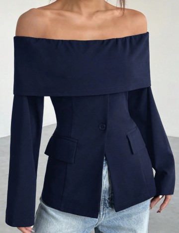 Top Shein Curve+, albastru