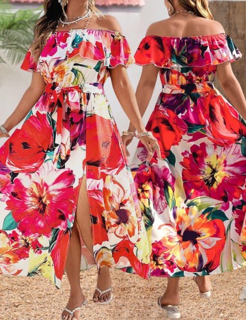 Rochie midi Shein Curve+, mix culori