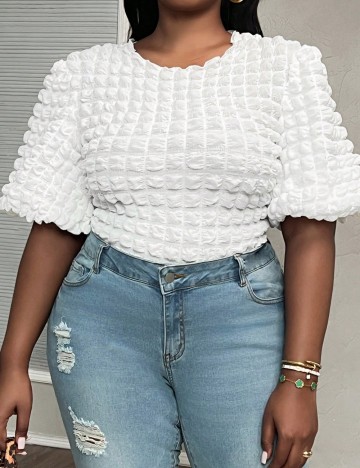 Tricou Shein Curve+, alb