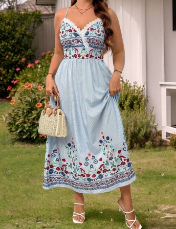 Rochie maxi Shein Curve+, mix culori