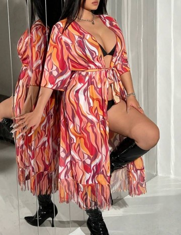 Cardigan de plajă Shein Curve+, mix culori