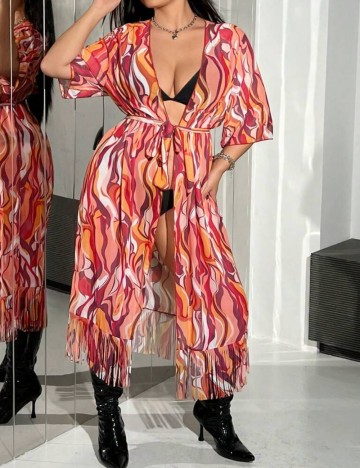 Cardigan de plajă Shein Curve+, mix culori