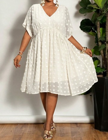 Rochie midi Shein Curve+, crem