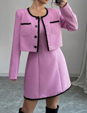 Set rochie și sacou Shein, roz