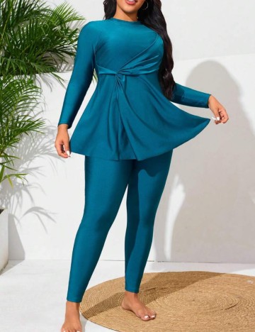 Costum de baie Shein Curve+, albastru