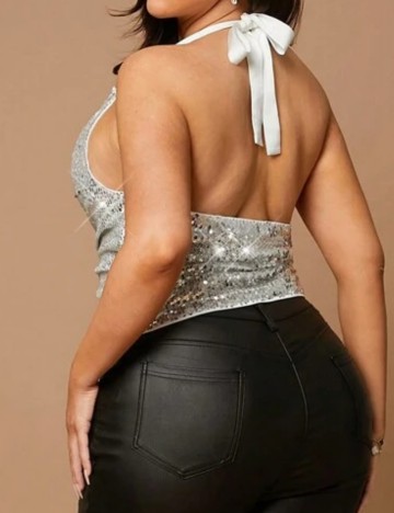 Top Shein Curve+, argintiu