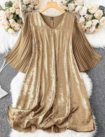 Rochie mini Shein Curve+, auriu