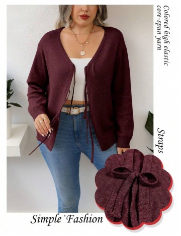 Cardigan Shein Curve+, vișiniu