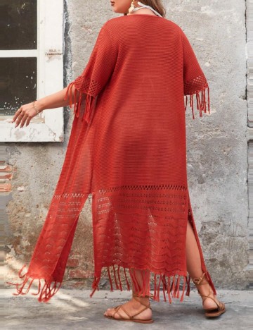Cardigan de plajă Shein Curve+, portocaliu