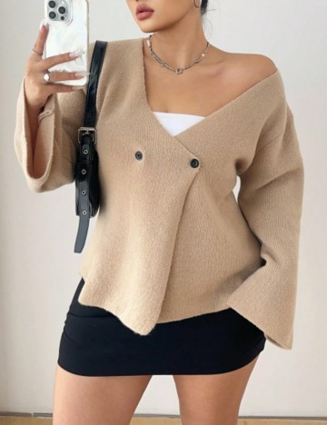 Pulover Shein Curve+, bej