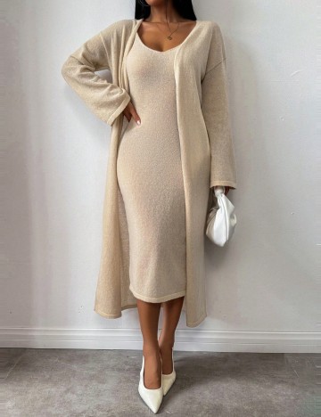 Set Rochie și Cardigan Shein, bej