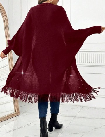 Cardigan lung Shein Curve+, vișiniu