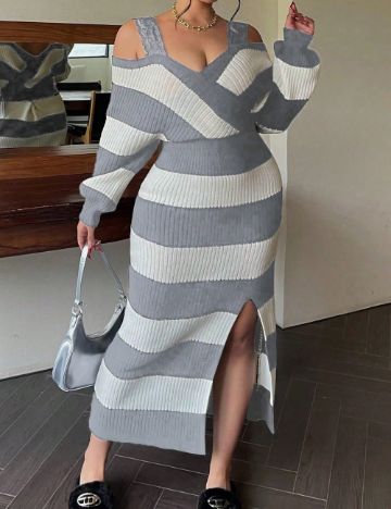 Rochie maxi Shein Curve+, mix culori