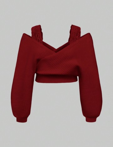 Pulover Shein Curve+, vișiniu