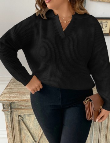 Pulover Shein Curve+, negru