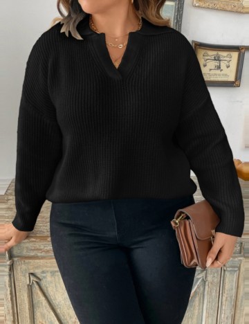 Pulover Shein Curve+, negru
