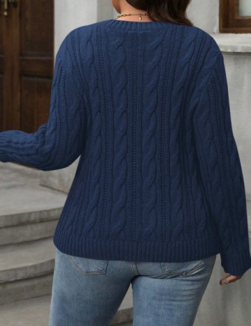 Pulover Shein Curve+, bleumarin