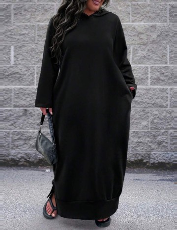 Rochie tip hanorac Shein Curve+, negru