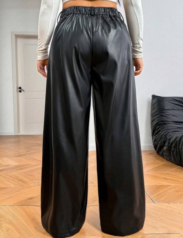 Pantaloni din imitatie de piele Shein, negru