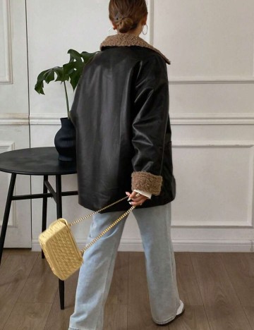 Geacă Imitație Piele Shein DAZY, negru