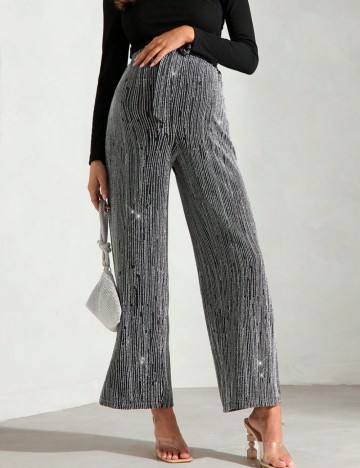 Pantaloni Shein Curve+, argintiu
