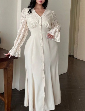 Rochie midi Shein Curve+, bej