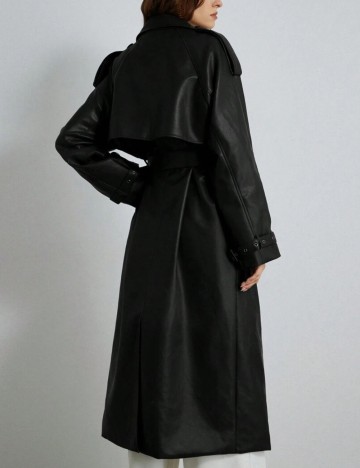 Trench imitație de piele Shein, negru