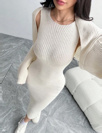Set Rochie și Cardigan Shein, bej