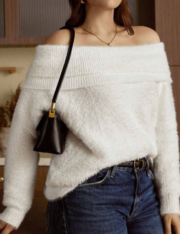 Pulover Shein Curve+, alb