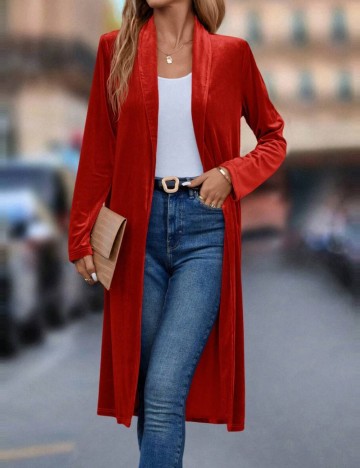 Cardigan lung Shein, roșu