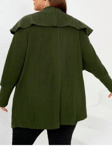 Cardigan lung Shein Curve+, kaki