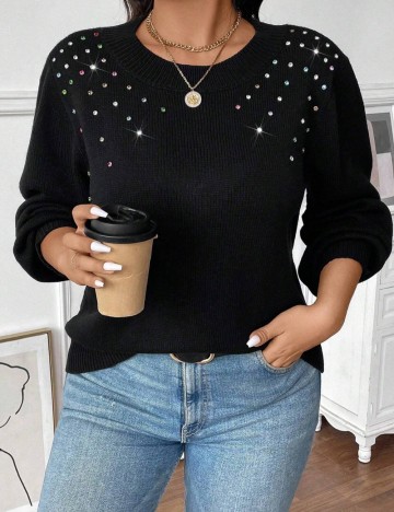 Pulover Shein Curve+, negru