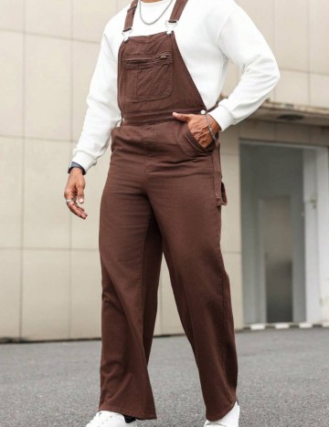 Salopetă de blugi Shein MANFINITY, maro