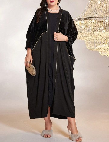 Cardigan lung Shein Curve+, negru