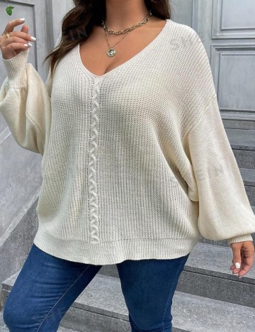 Pulover Shein Curve+, crem