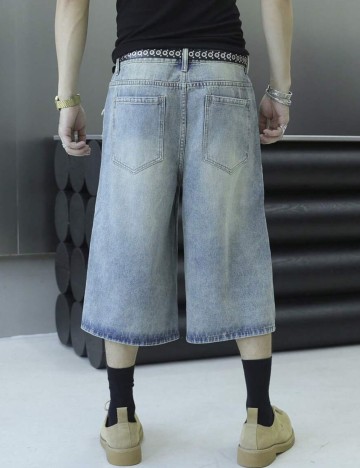 Jeans 3/4 Shein MANFINITY, albastru