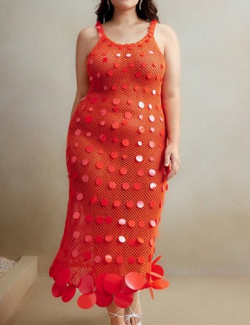 Rochie midi Shein Curve+ Anewsta, portocaliu