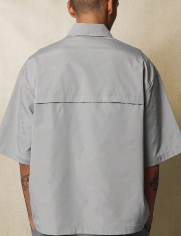 Cămașă cu m&acirc;necă scurtă Shein SUMWON, gri