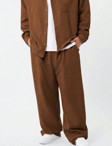 Pantaloni Raiați Shein MANFINITY, maro